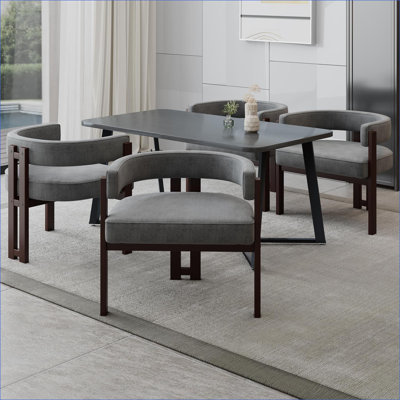 Ensemble de 2 chaises d'appoint rembourrées en chenille gris clair, fauteuils demi-tonneau à dossier ouvert pour salon, salle à manger et chambre à coucher