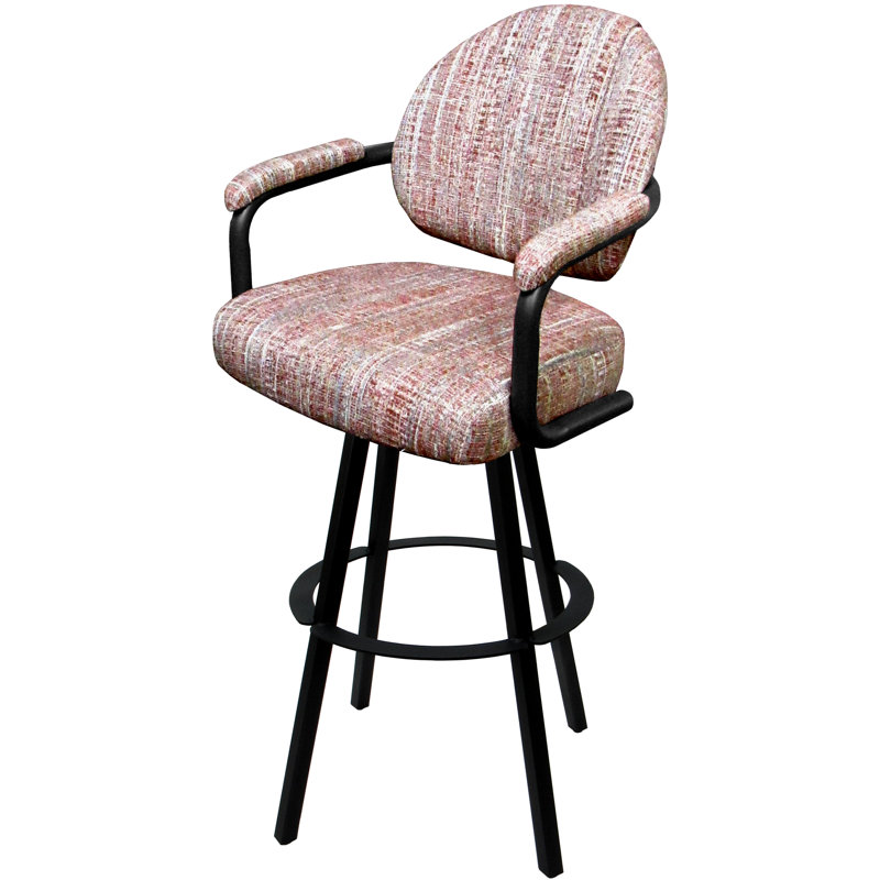 Tabouret de bar pivotant en métal Leandra, Mélange de polyester rouge / cadre noir