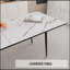 Table de salle à manger 47 po extensible à 63 po en MDF carré à motif de marbre blanc, cuisine industrielle moderne et table de salle à manger, équipée de pieds fuselés en métal noir