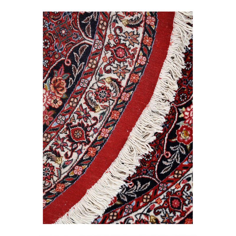 Tapis persan rond fin noué à la main 3 pi 7 po x 3 pi 7 po