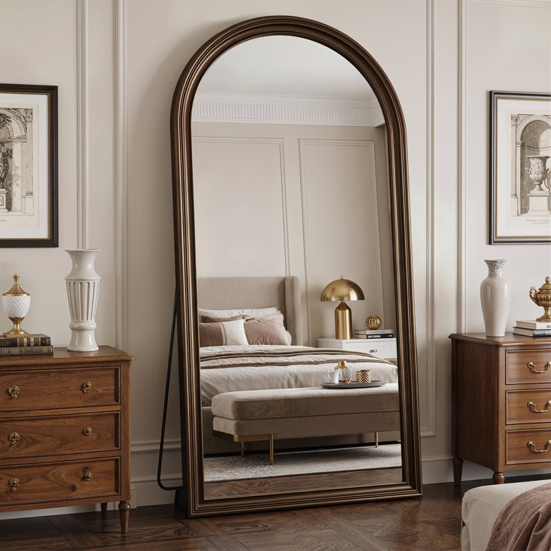Miroir pleine longueur arqué de style rétro, 81"×41", Bronze
