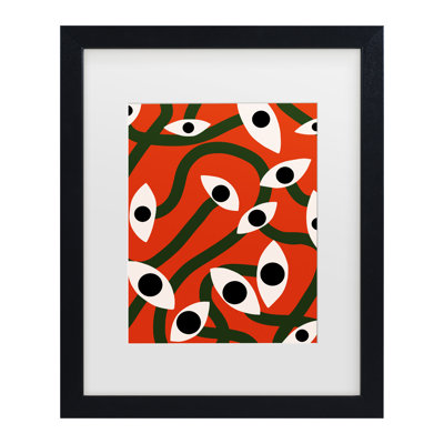 Little Dean  Evil Eyes Blossom In Red Matted Framed Art