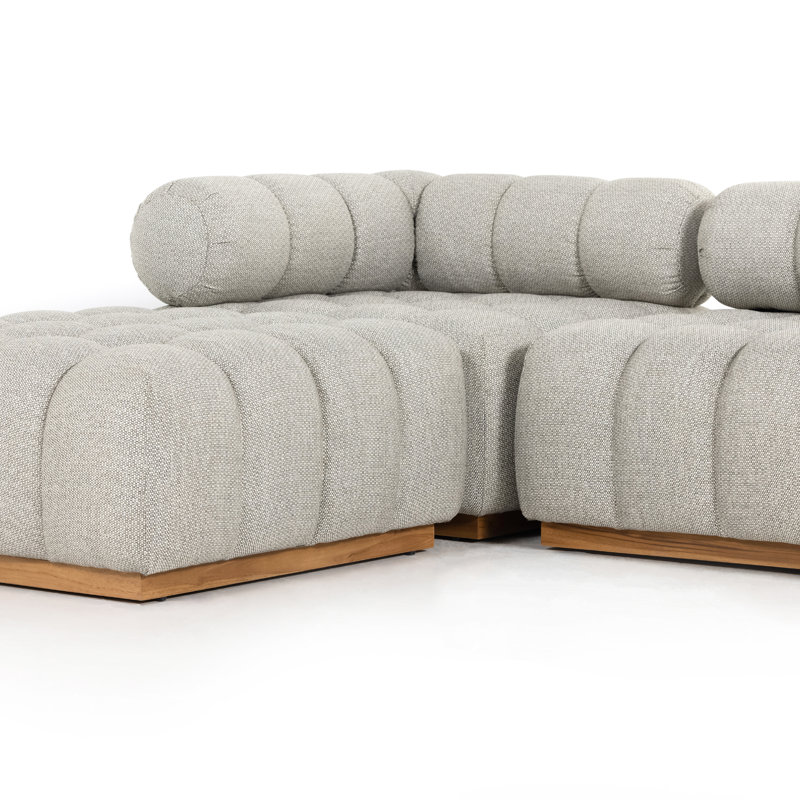 Canapé modulaire de 146 po Martinique, Coussin en frêne Faye / structure en teck naturel