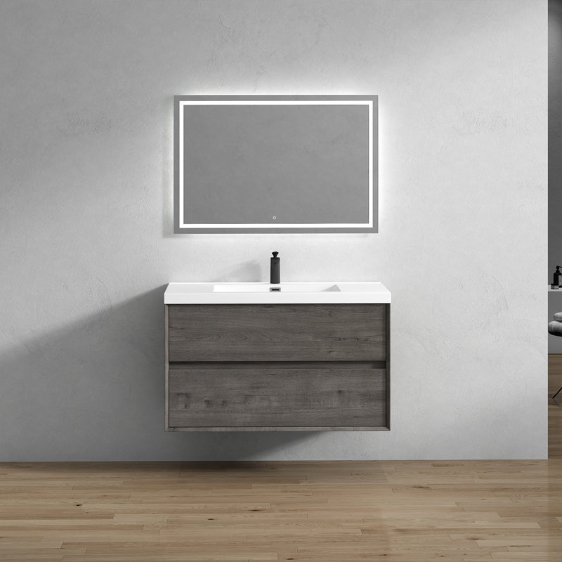 Ensemble de meuble-lavabo simple mural 42 po Seavy, Gris