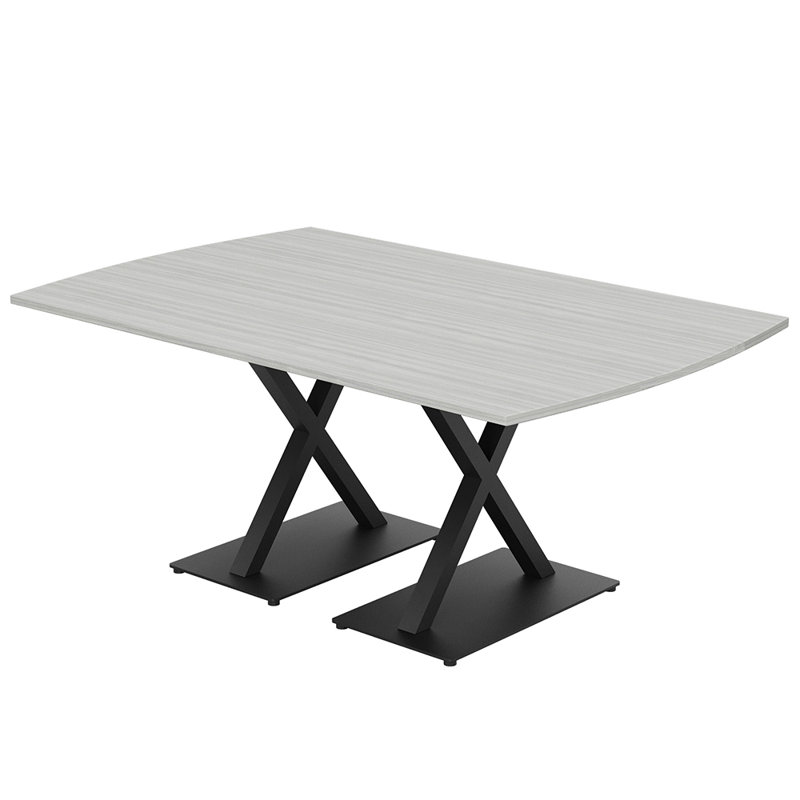 Table de conférence Pavert Arc, H 30 po x l 72 po x P 48 po, Noir mat, Cyprès blanc
