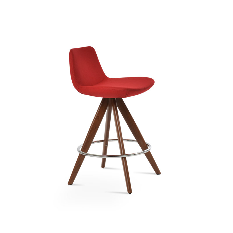 Tabouret Pera Pyramid, Tabouret de bar, Noyer, Rouge