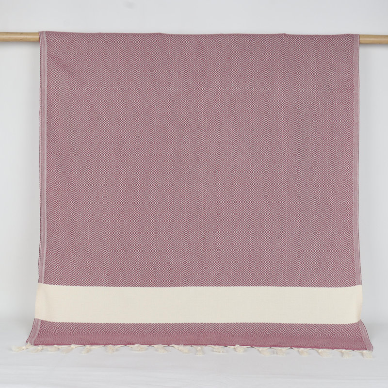 Serviettes en coton turc à motif de losanges - peshtemal et peshkir, séchage rapide et douceur, Damson