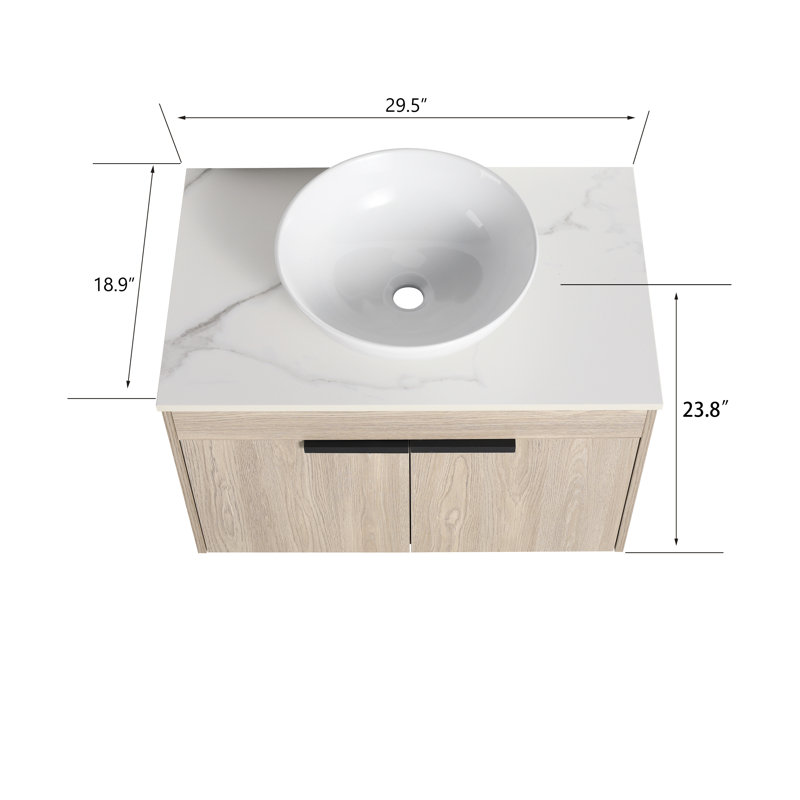 18.9" W x 29.5" D x 23.8" H Single Bathroom Vanity
