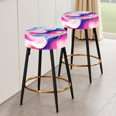 Ensemble de 2 tabourets de bar abstraits mauves et bleus Aura