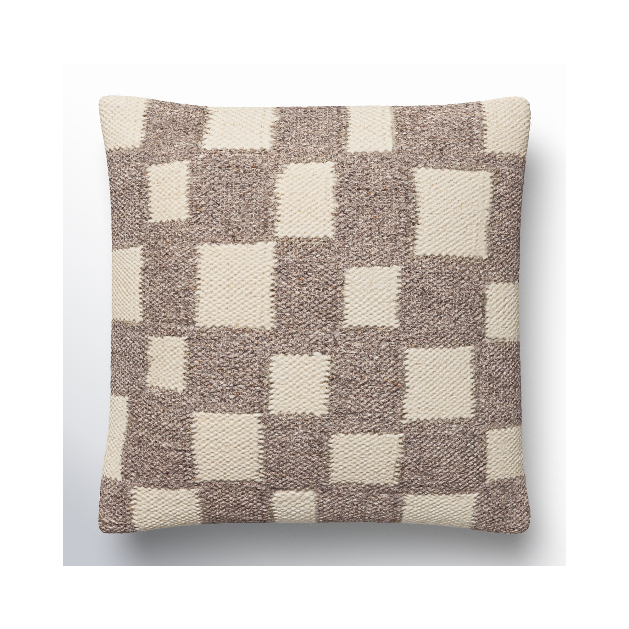 Leonida Geometric Cotton Throw Pillow, Polyester/Polyfill, 22"H x 22"W, Gray/Off-White