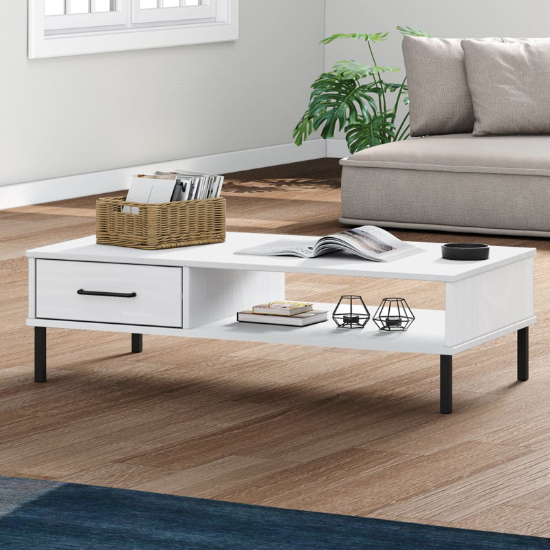 Kintuillang Four Leg Coffee Table with Storage, White