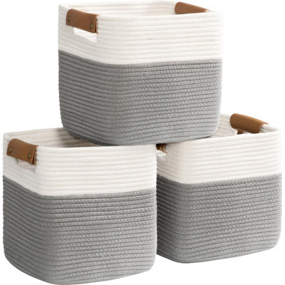 Set Of 3 Storage Baskets, Cube Storage Bins