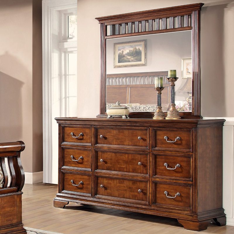Commode 9 tiroirs avec miroir Mikula
