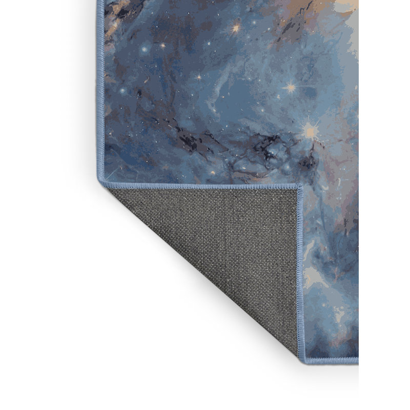 Tapis bleu soyeux et moelleux, Rectangle 7 pi x 9 pi