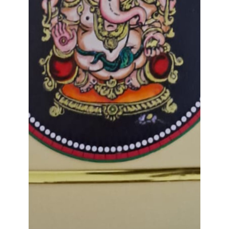 «Lord Ganesha», peinture avec cadre | Couleurs naturelles sur papier | Par Babita