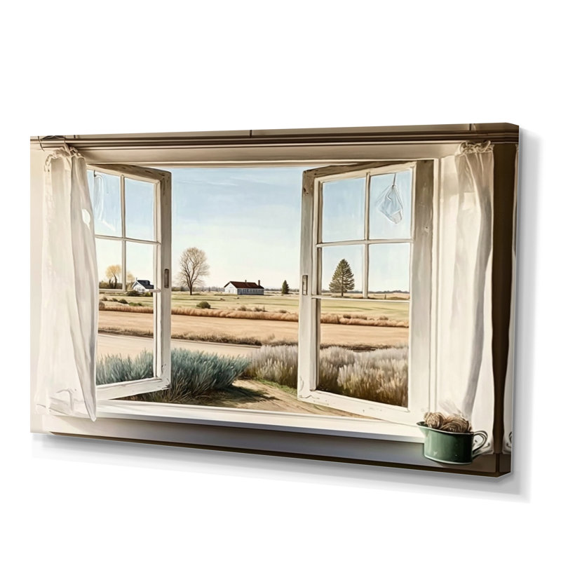 «Window to Landscape Views III - Farm Landscape», art encadré, 28" H x 60" W, Toile tendue