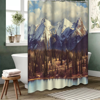 Rideau de douche avec 12 crochets Colorado Mountain Snowy Landscape