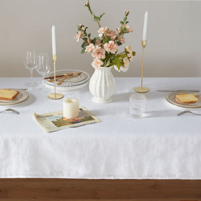 TOSMO 100% French Linen Rectangle Tablecloth