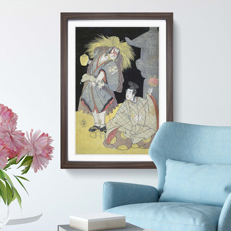 Two Actors by Katsukawa Shunko - Picture Frame Painting Print, 65cm H x 48cm W x 2cm D, Walnut Framed
