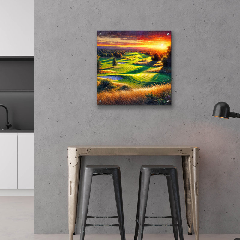  'Golf Club Landscape' by Rey Klimt Acrylic Glass Wall Art, 24" H x 24" W