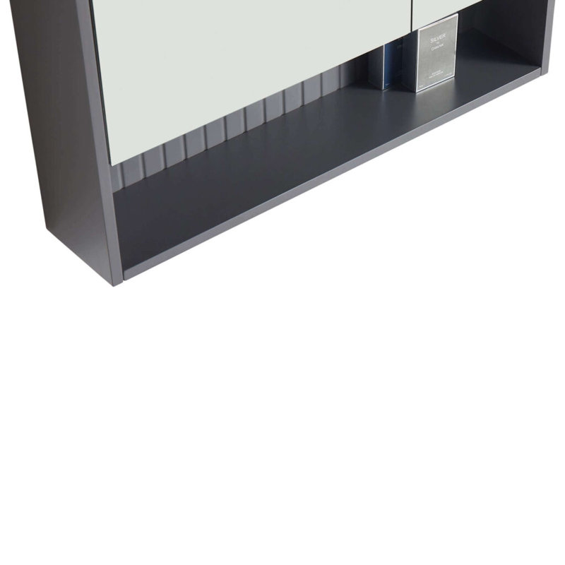 Asahel 27.75'' W 30'' H Surface Framed Medicine Cabinet Mirror 2 Fixed, Rock Gray