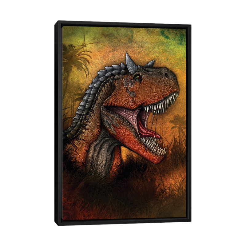 Carnotaurus Dinosaur Portrait - Print on Canvas, Black Framed, 101.6 cm H x 66.04 cm W