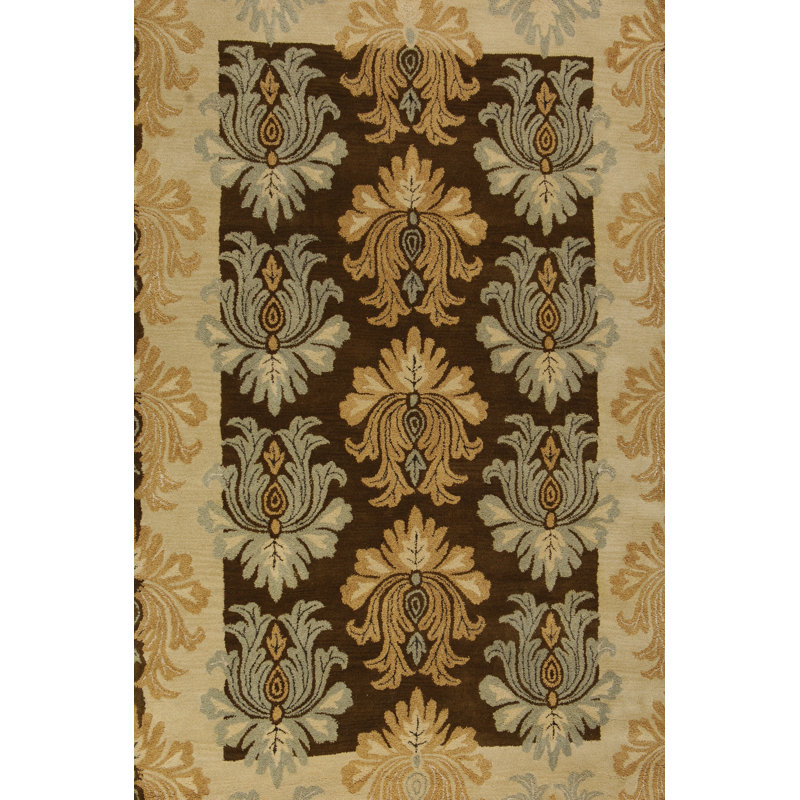 Tapis brun / brun clair en laine touffeté à la main Soraya, Rectangle 5 pi x 8 pi
