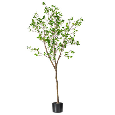 Artificial Potted Milan Leaf Tree in Black Planters Pot.