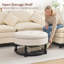 Pouf de rangement rond capitonné à deux niveaux avec couvercle relevable et tablette en bois-1693017026