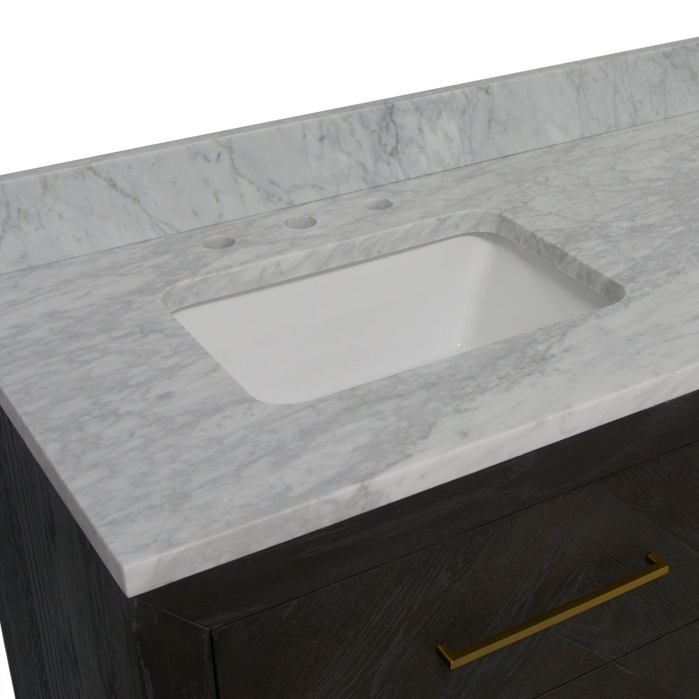 Rumalda 60'' Double Bathroom Vanity, Dark Oak