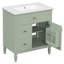 Meuble-lavabo 30 po avec lavabo, meuble-lavabo avec un tiroir rabattable et deux tiroirs, tablette réglable, bois massif et panneau de fibres à densité moyenne, vert-1445766715