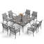 Ensemble de salle à manger d'extérieur pour grande table carrée 9 pièces Asfand