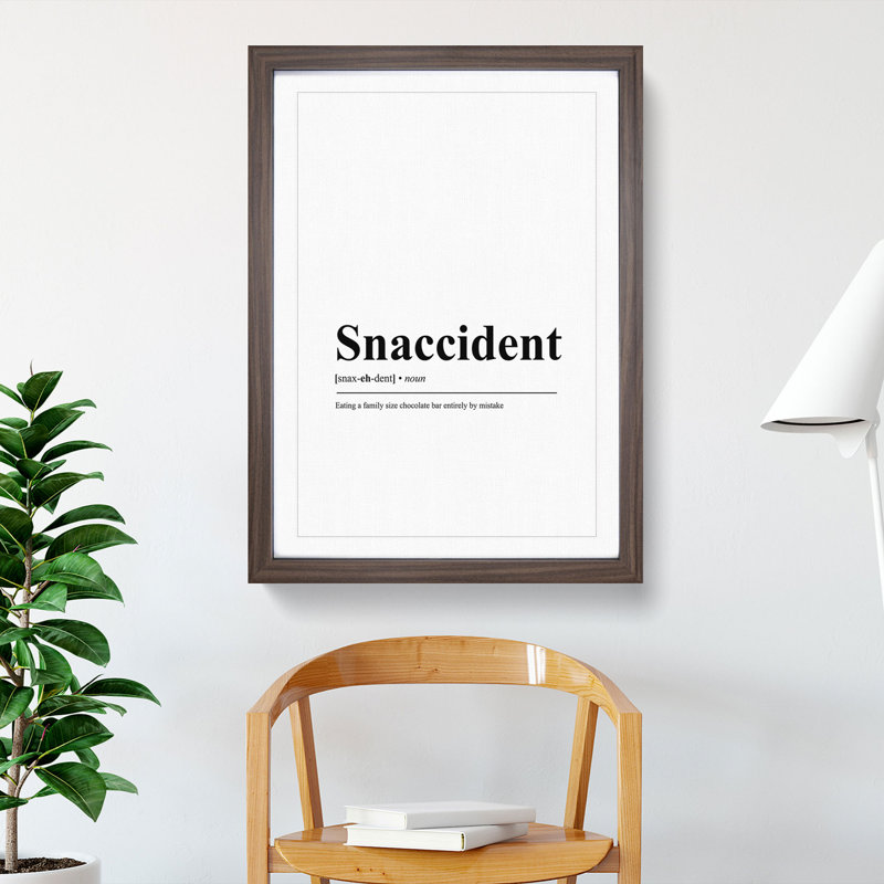 Snaccident - Single Picture Frame Print on Wood, 48cm H x 36cm W x 2cm D, Walnut Framed