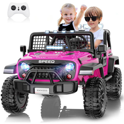 24V 2 Seater Ride On Car - Kids XL Electric Car With 20" Wide Seat, Remote Control, LED Lights, Spring Suspension, Bluetooth, Music, Battery Powered Ride On Toys