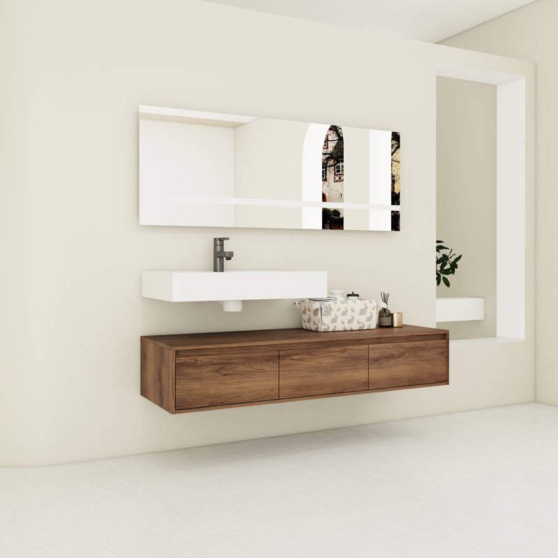 57,57 po Meuble-lavabo profond avec lavabo en résine
