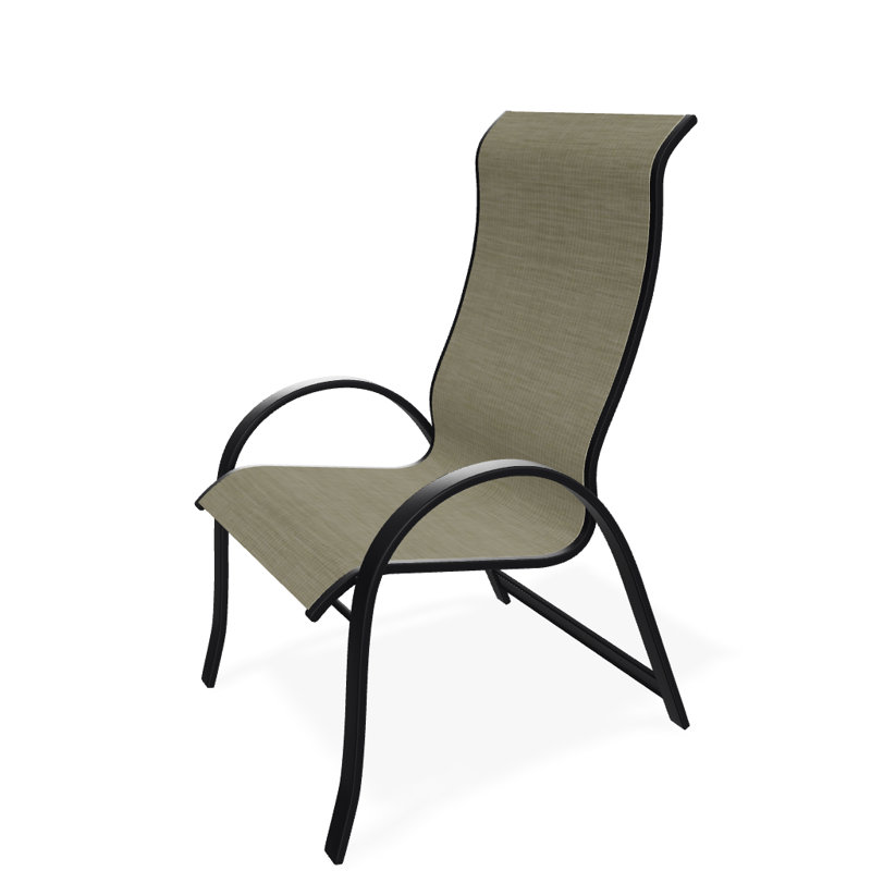 Aruba 1 Outdoor Dining Armchair, Textured Black, Bristol Taupe Sunbrella®