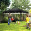 3 X 3m Black Pop-up Gazebo, Adjustable Height Outdoor Canopy Tent With 3-level Steel Frame, Reflective Lined Roof And Carry Bag For Garden Bbq Party Events