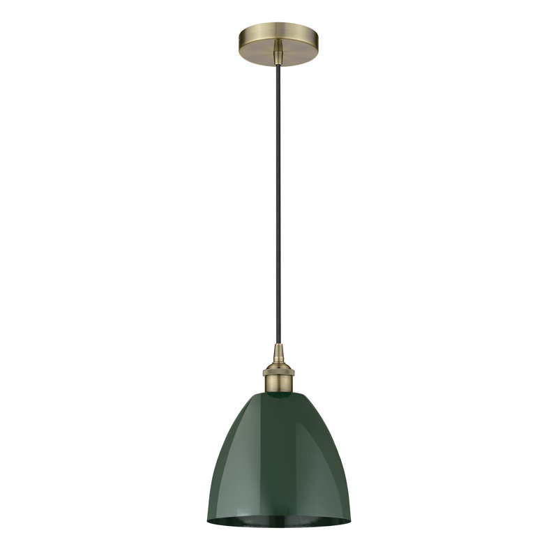 Luminaire suspendu simple à 1 lumière Schiavone, Vert, Laiton antique