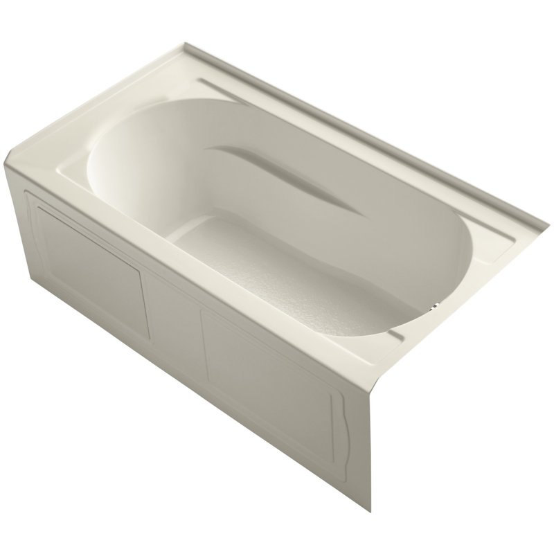 Devonshire 60" x 32" Alcove Soaking Acrylic Bathtub, Almond, Right