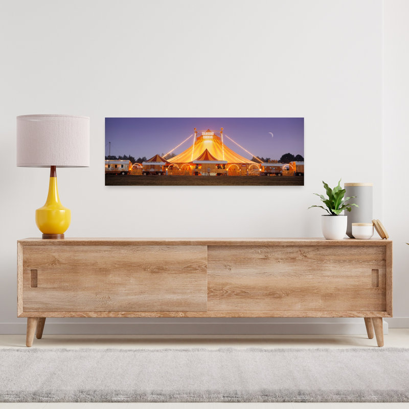 Circus Lit Up At Dusk Circus Narodni Tent Prague Czech Republic by Frank Chmura - Wrapped Canvas Panoramic Print