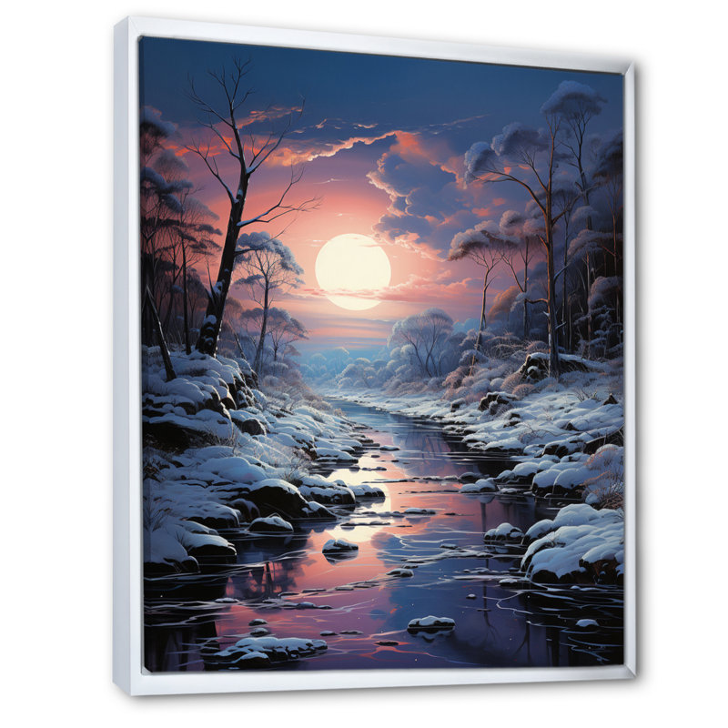 Fuchsia blanc hiver crépuscule III, H 20 po x l 12 po x P 1 po, Cadre flottant blanc