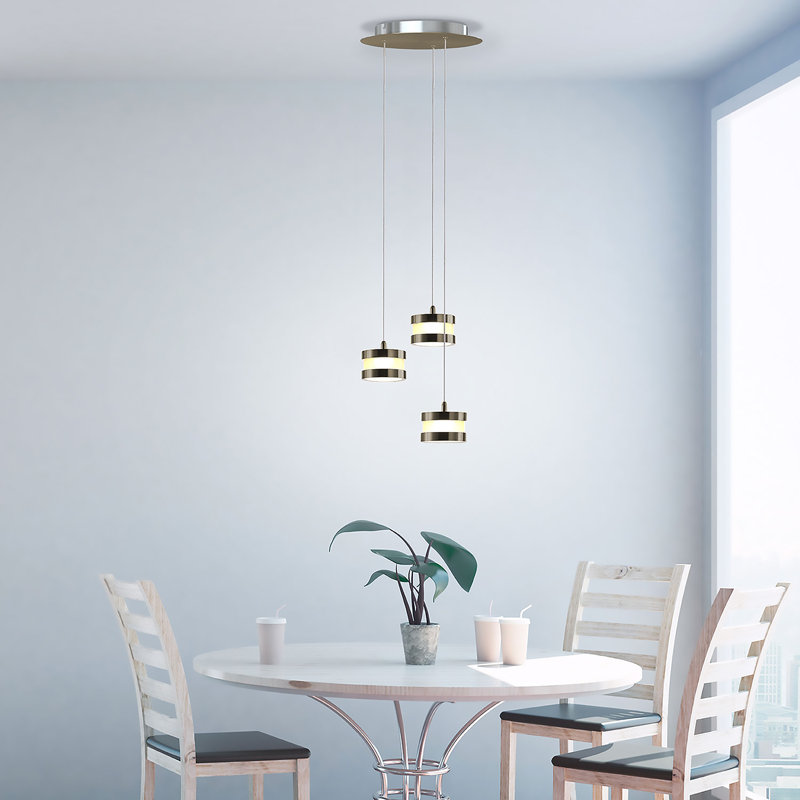 Karter 3 - Light Cluster Pendant, 2" H x 10" W x 10" D, Brushed Brass