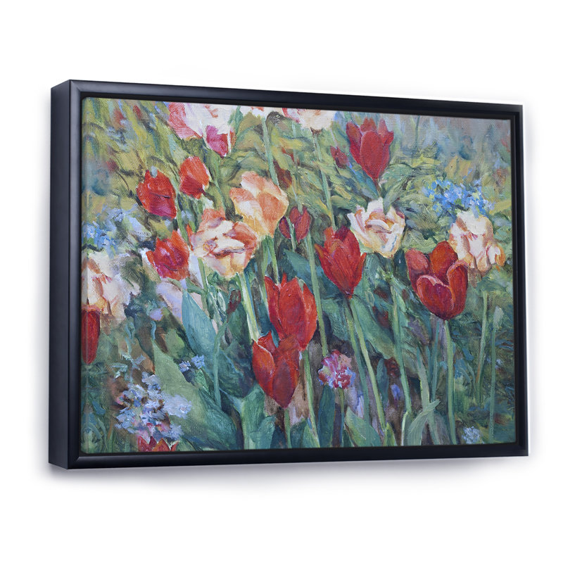 «Blossoming Poppies in the Fields», reproduction sur toile, H 16 po x l 32 po x P 1 po, Cadre flottant noir