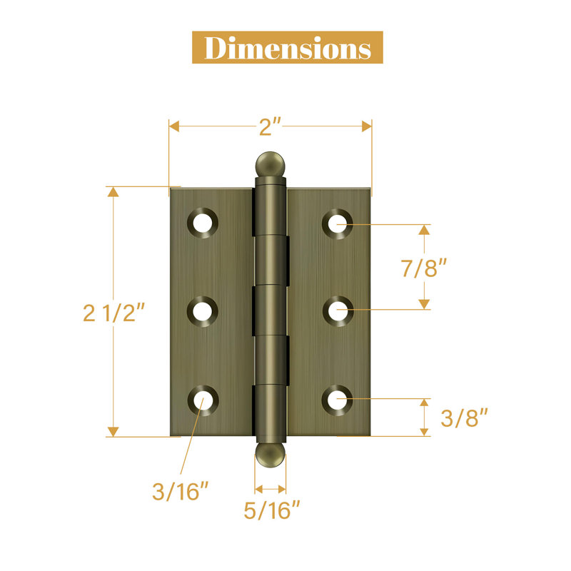 2.5'' x 2'' Butt Bearing Hinge, Antique Brass