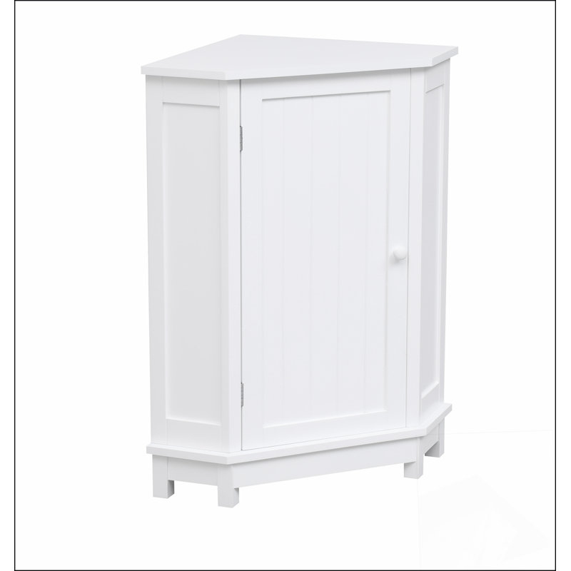 Armoire de salle de bain blanche avec tablette réglable pour le rangement en coin, panneau de fibres à densité moyenne moderne pour une utilisation efficace de l'espace
