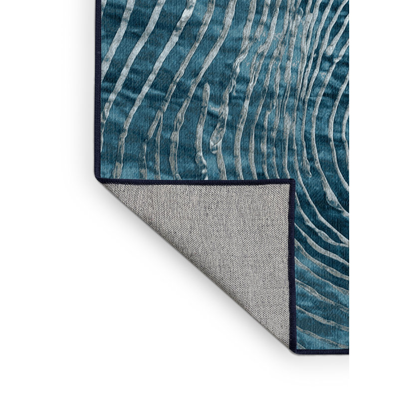 Machine Washable Blue Area Rug, Square 5'