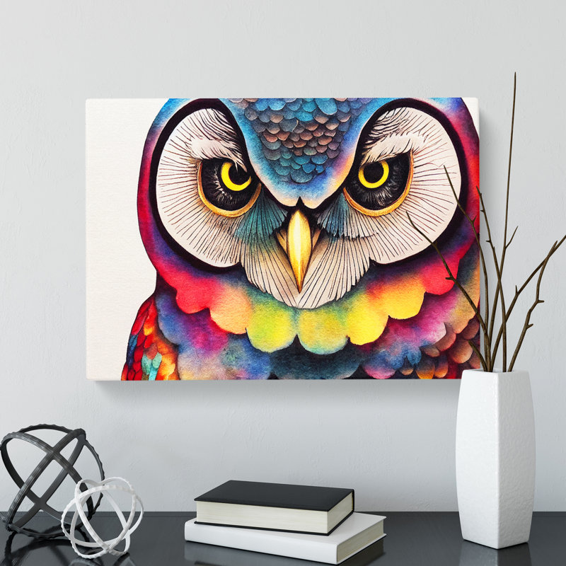 Colourful Owl Vol.1 - Wrapped Canvas, 35cm H x 50cm W x 3cm D