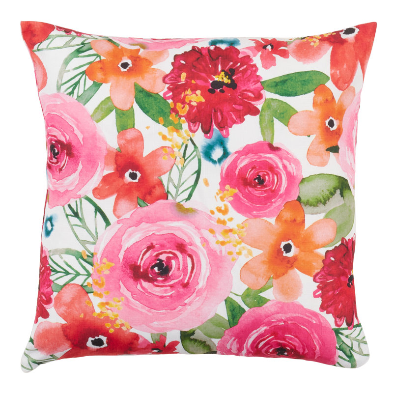 Santa Monica Bright Floral Reversible Square Pillow, 18"