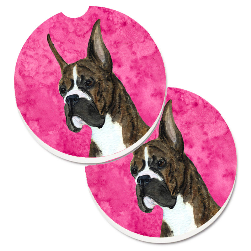 Sous-verre barbu collie voiture, Boxer bringé à oreilles coupées