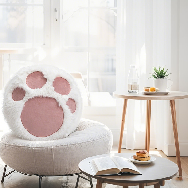 Coussin de patte de chat Coussin de chaise mignon pour chaise de jeu Coussin de bureau de bureau moelleux et confortable Coussins décoratifs pour la maison 18 pouces